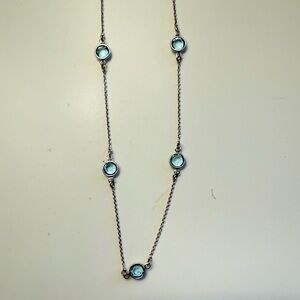 Annaleece by DeVries Silver and Blue Gemstone Necklace with Swarovski Crystal